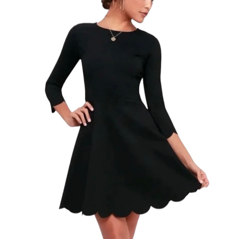 LuLu’s Cumulonimbus Clouds Black Skater Dress size medium